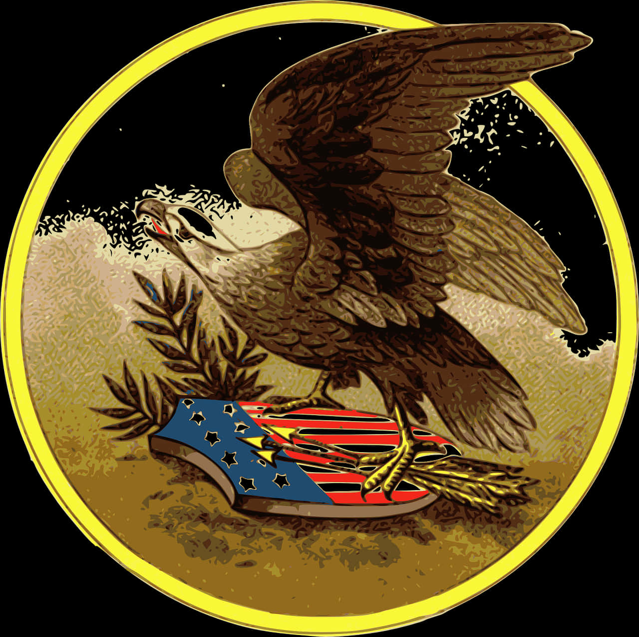 American Eagleand Flag Emblem PNG