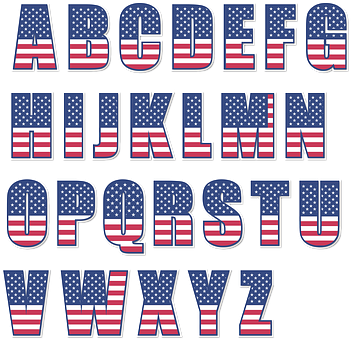 American Flag Alphabet Design PNG