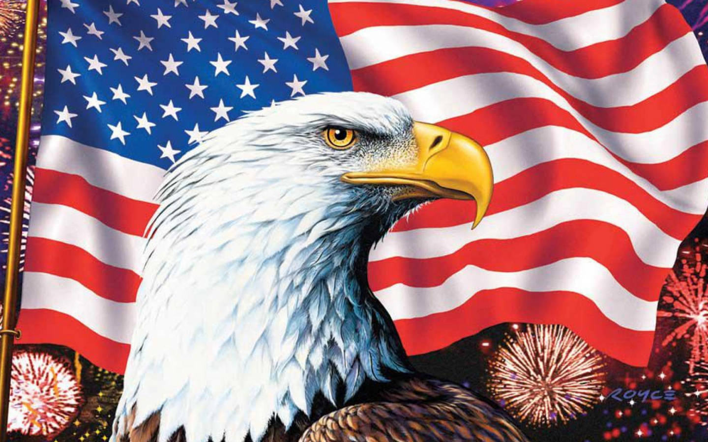 American Flag And Us Eagle Artwork Wallpaper