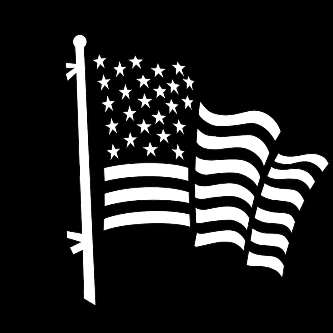 American Flag Blackand White Graphic PNG