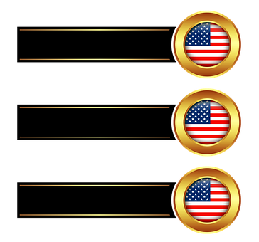 American Flag Buttons Banner Design PNG