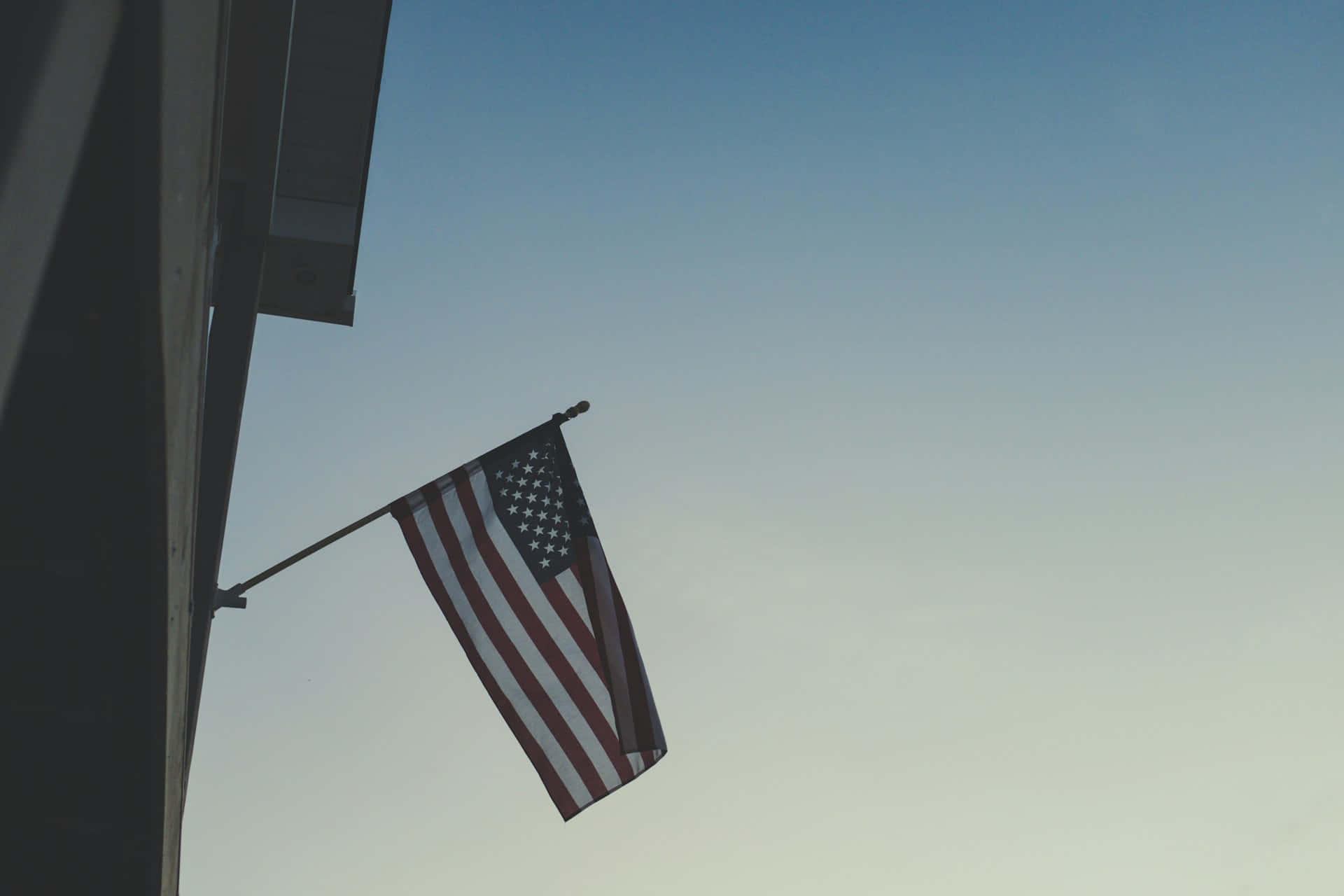 American Flag Dusk Silhouette Wallpaper