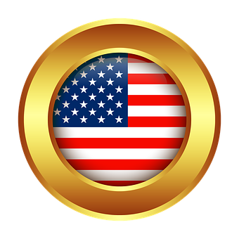 American Flag Emblem Golden Border PNG