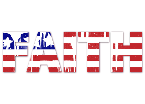 American Flag Faith Text PNG