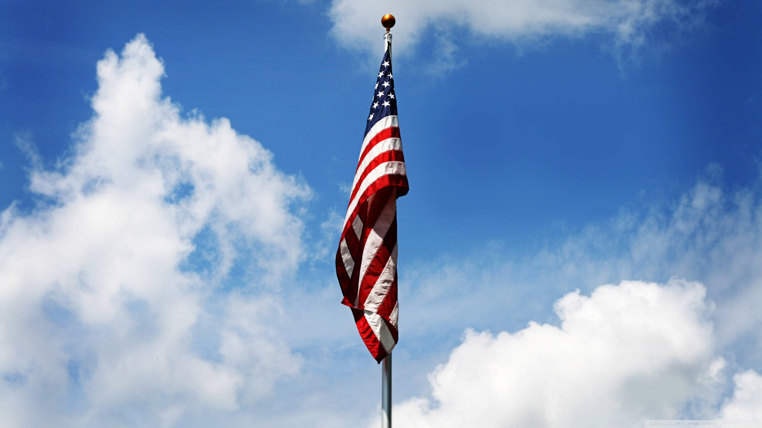 American Flag Hd On Clear Day Wallpaper