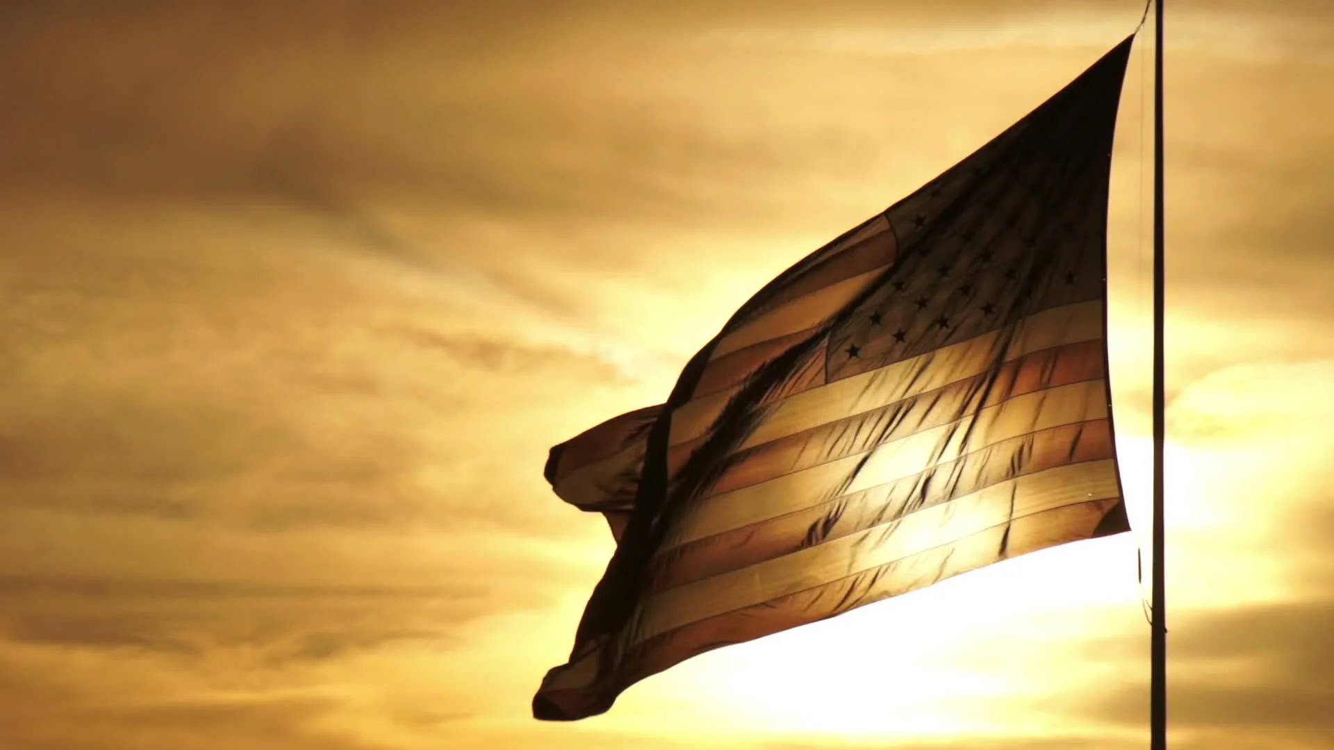 American Flag Hd Setting Sun Wallpaper