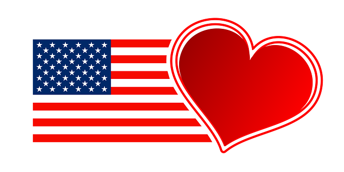 American Flag Heart Love PNG