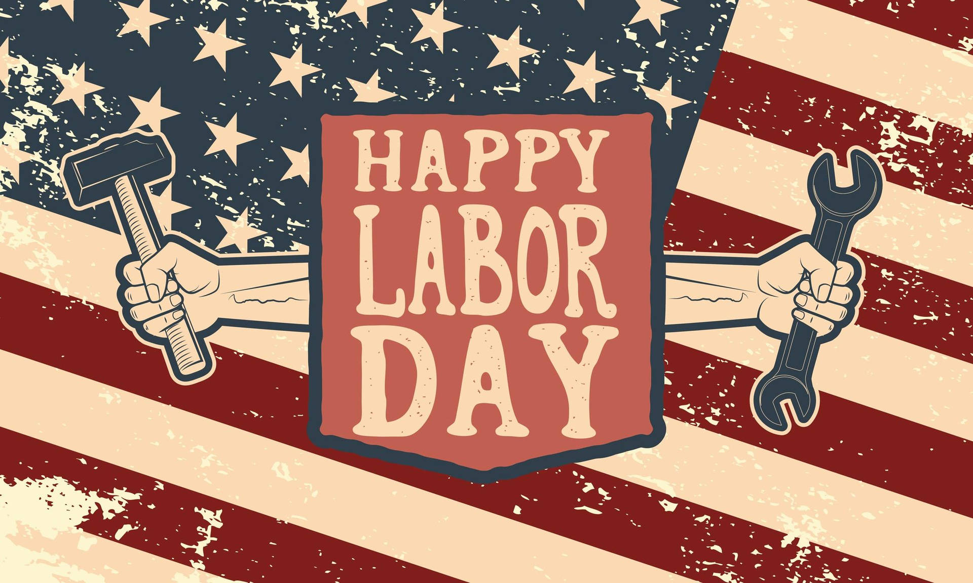 American Flag Labor Day Greeting Wallpaper