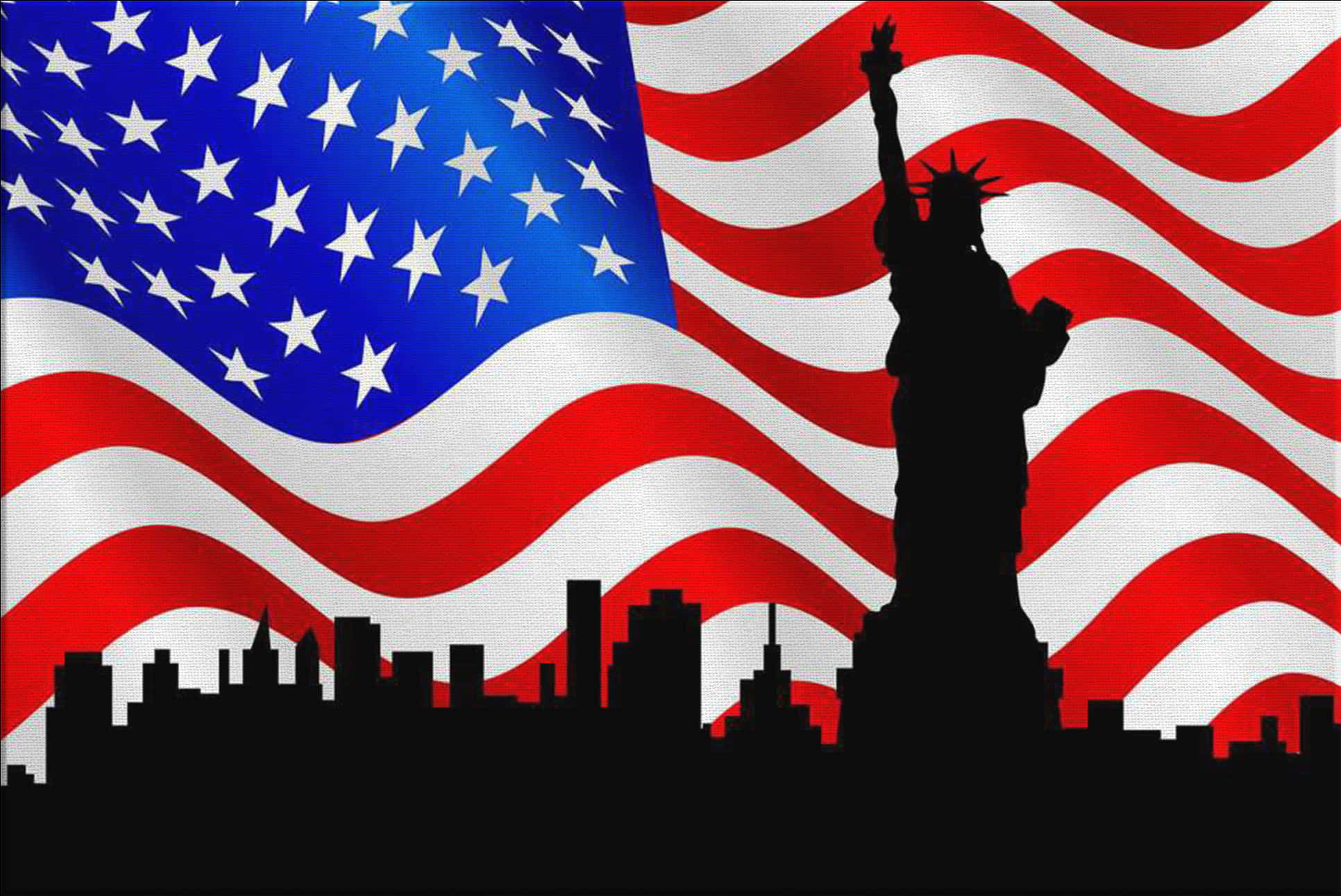 Download American Flag Liberty Silhouette | Wallpapers.com