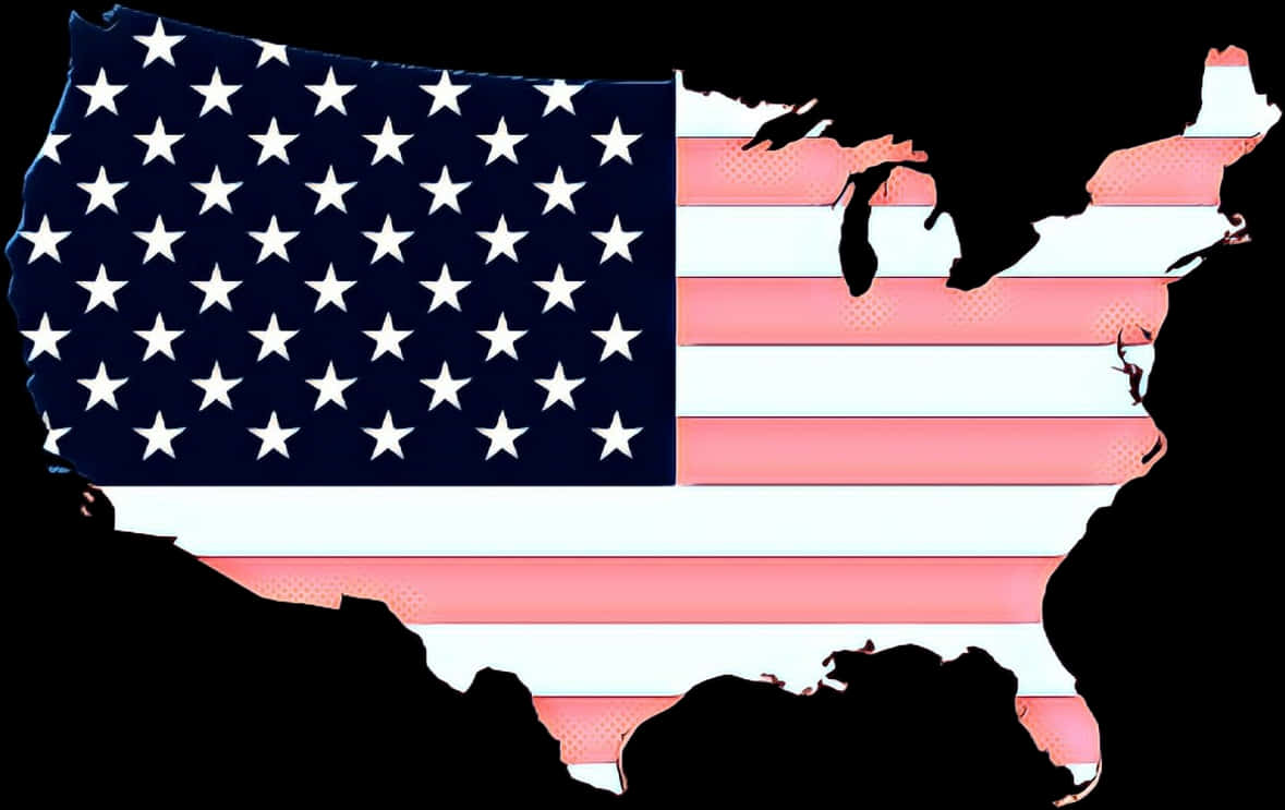 American Flag Map Outline PNG