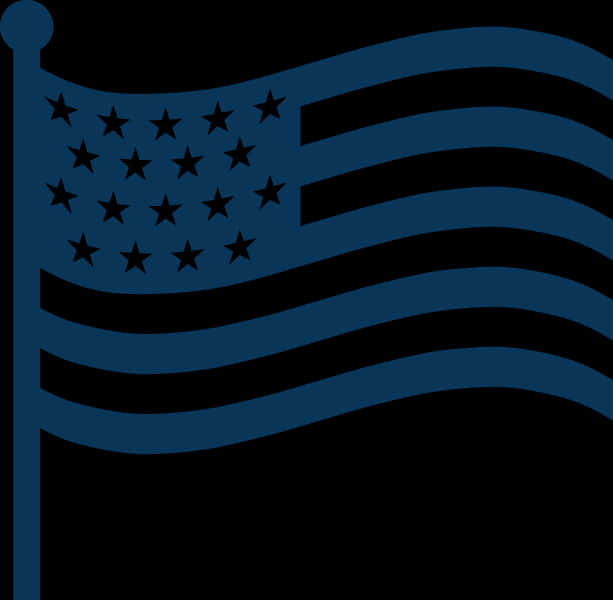 American Flag Monochrome Blue PNG