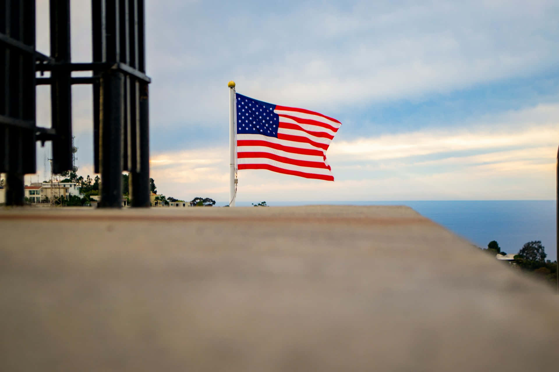 American Flag Ocean View Wallpaper