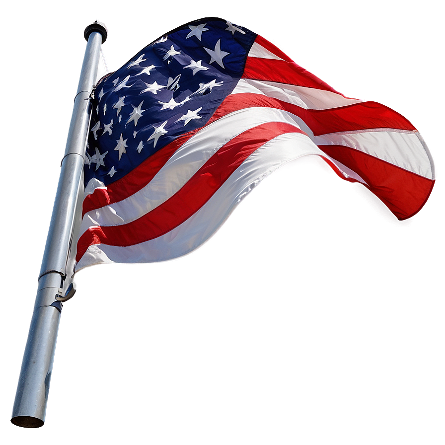 American Flag On Curved Pole Png 06132024 PNG