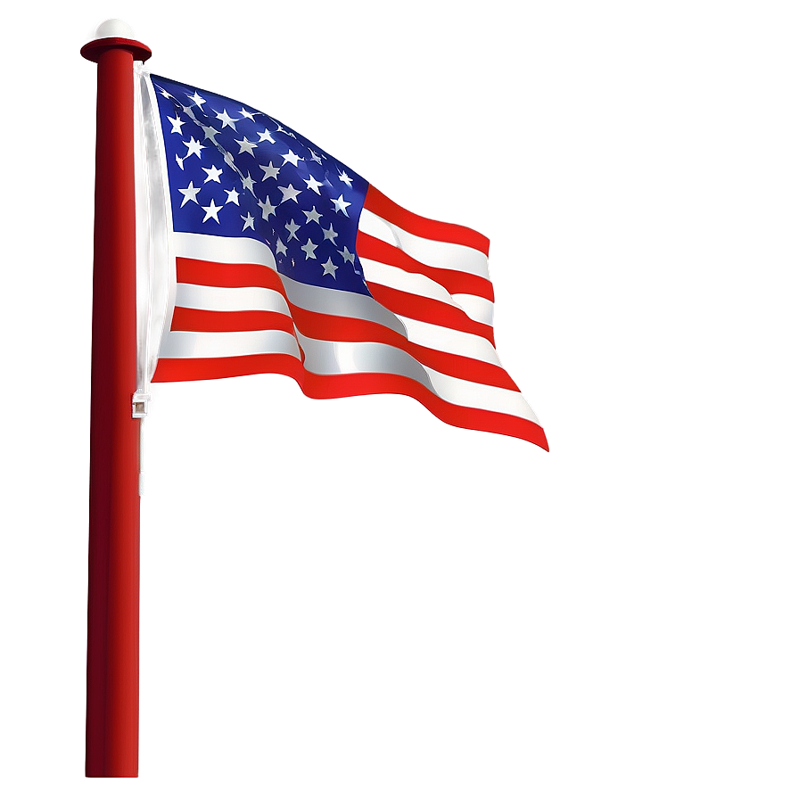 American Flag On Pole Silhouette Png 06132024 PNG