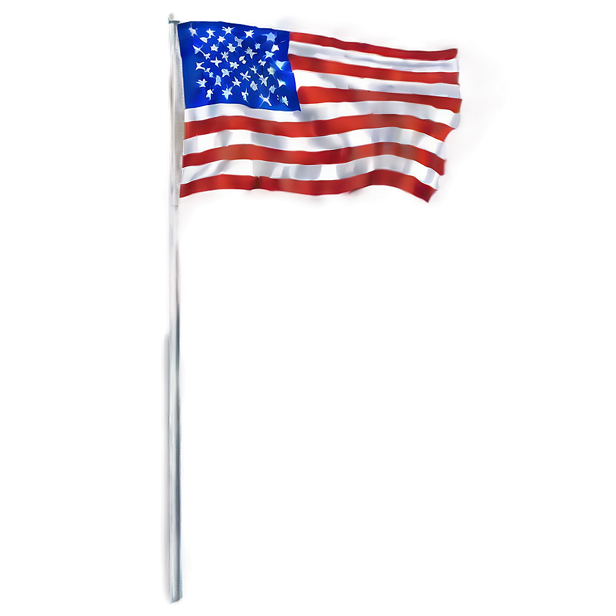 American Flag On Pole With Red, White, And Blue Png 06132024 PNG