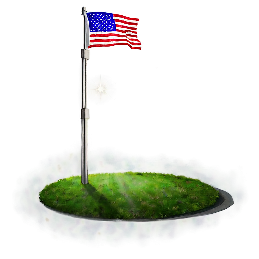 American Flag On Pole With Spotlight Png 64 PNG