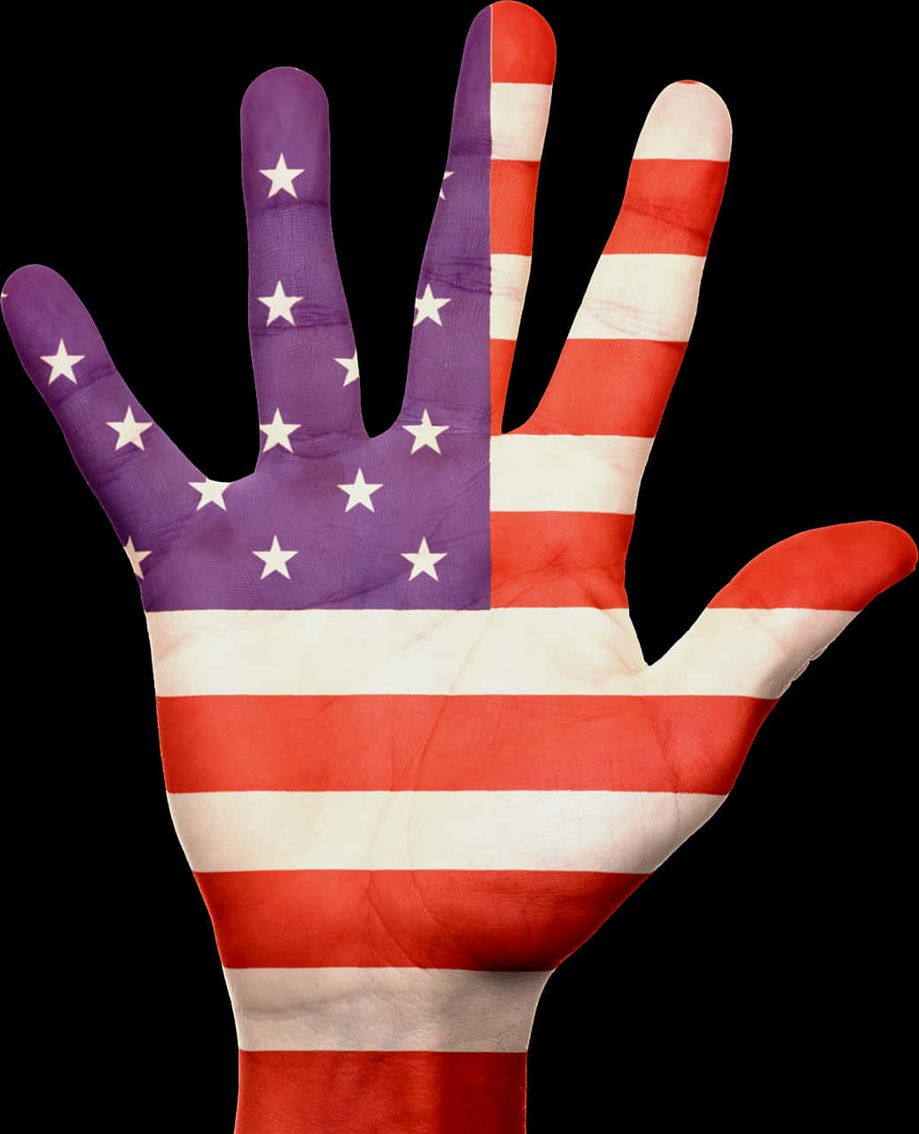 American Flag Painted Hand PNG