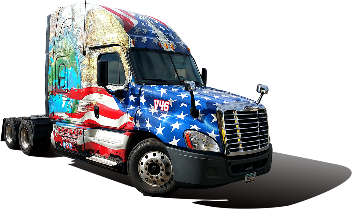 American Flag Painted Truck PNG