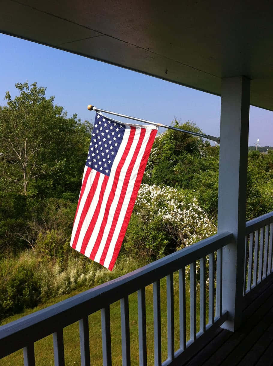 American Flag Porch Display Wallpaper