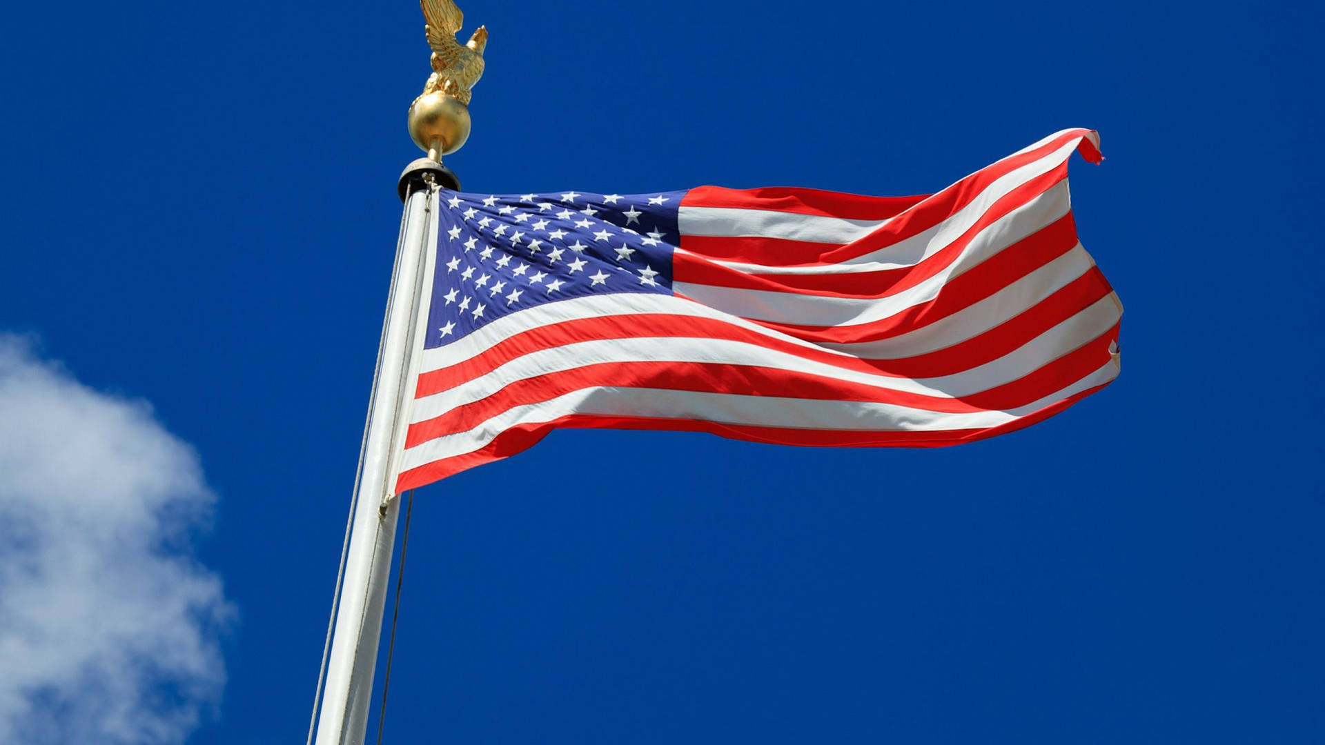 American Flag Silver And Gold Pole Wallpaper