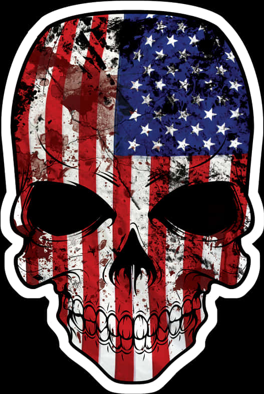 American Flag Skull Graphic PNG