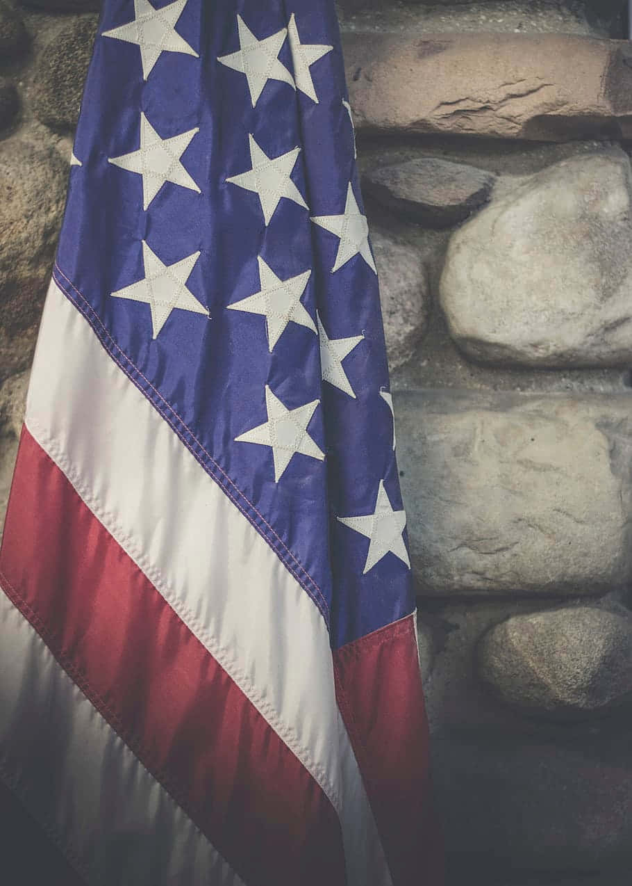 American Flag Stone Backdrop Wallpaper