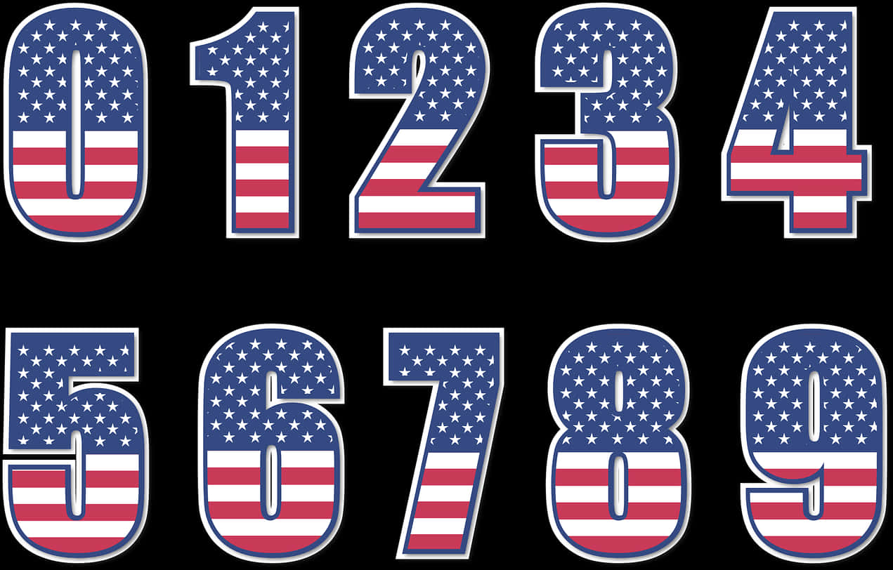American Flag Styled Numbers PNG