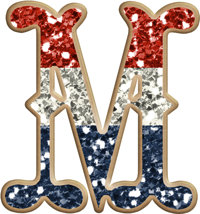 American Flag Themed Letter M PNG