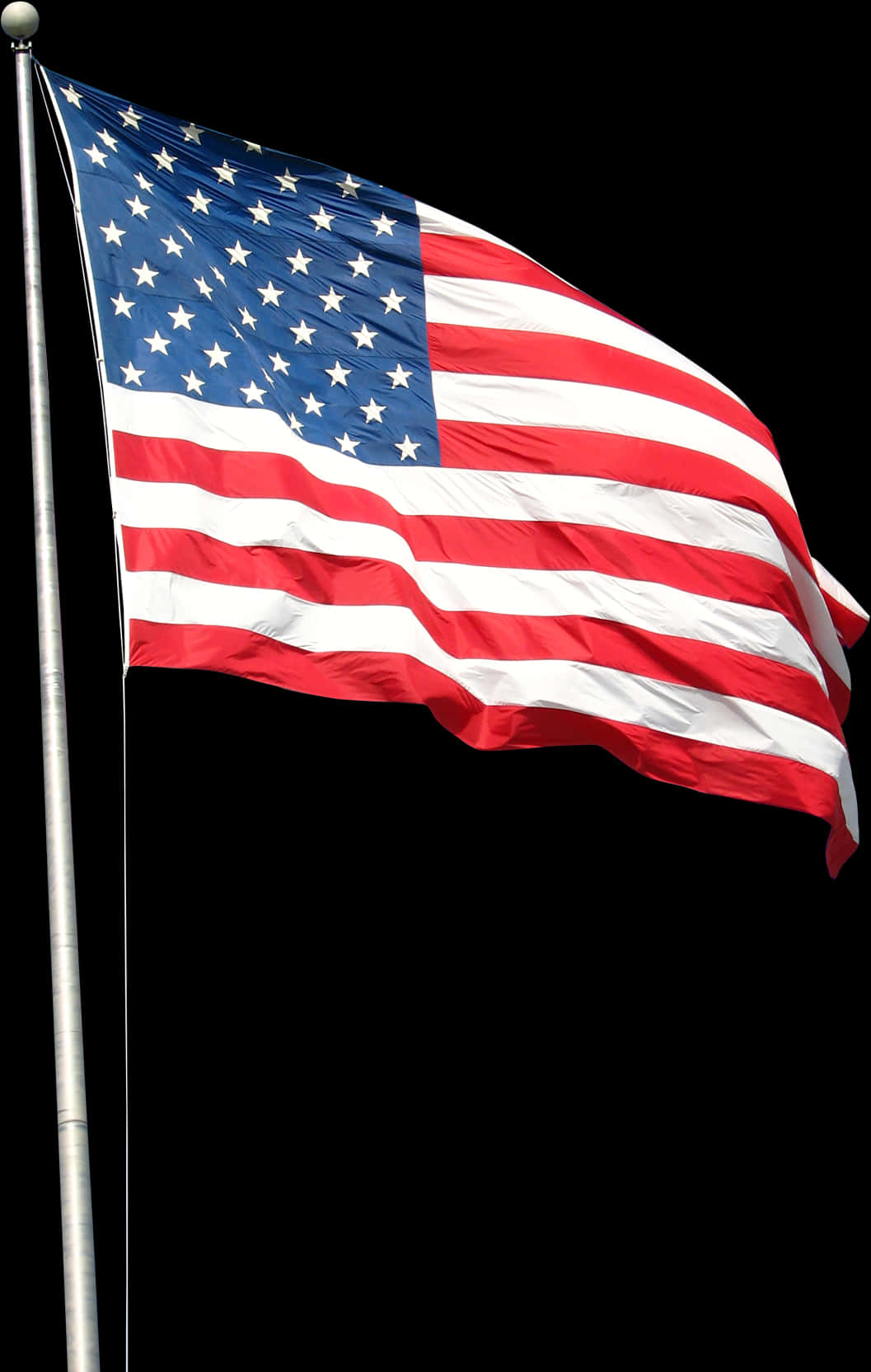 American Flag Waving Against Black Background PNG