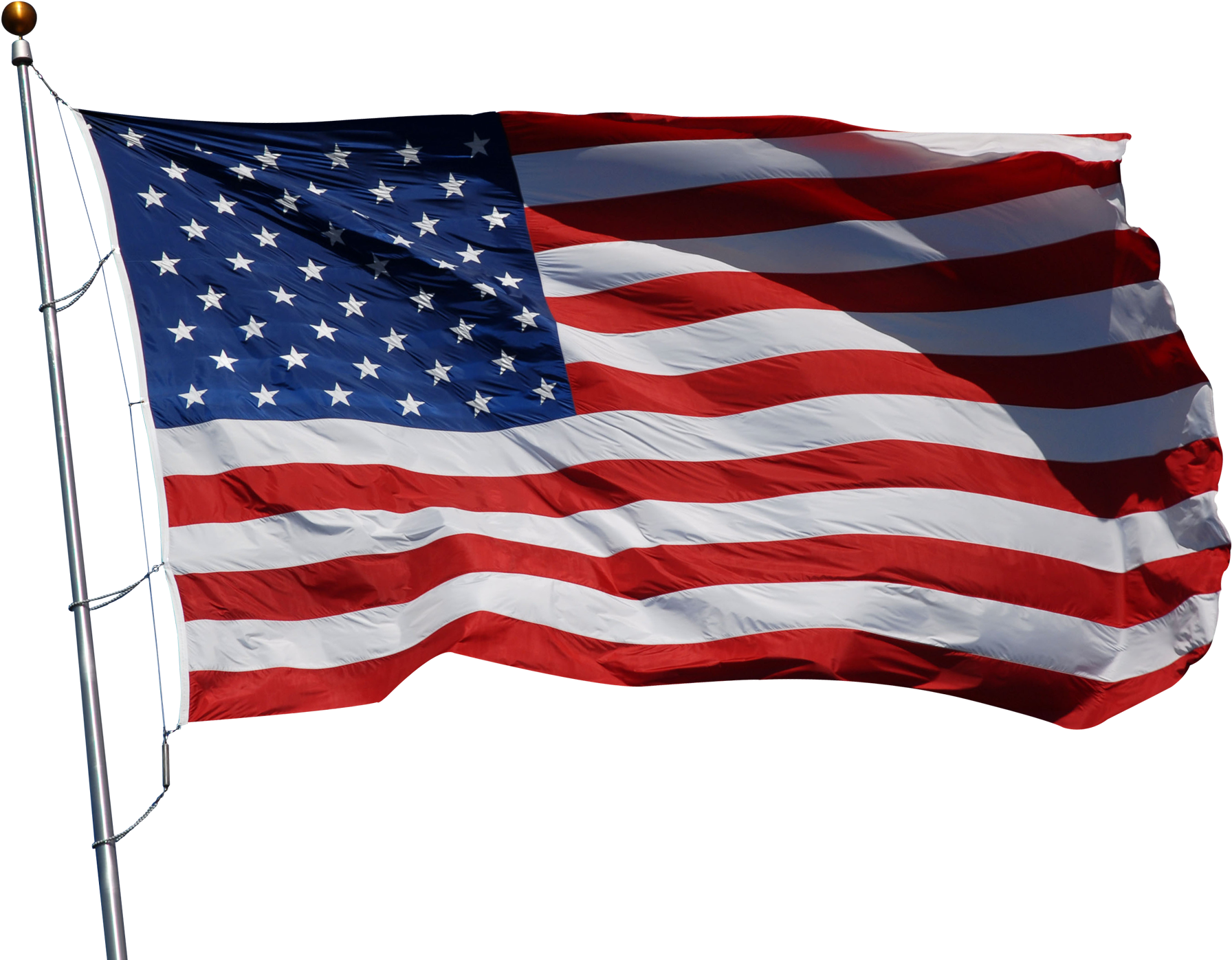 American Flag Waving Against Clear Sky PNG
