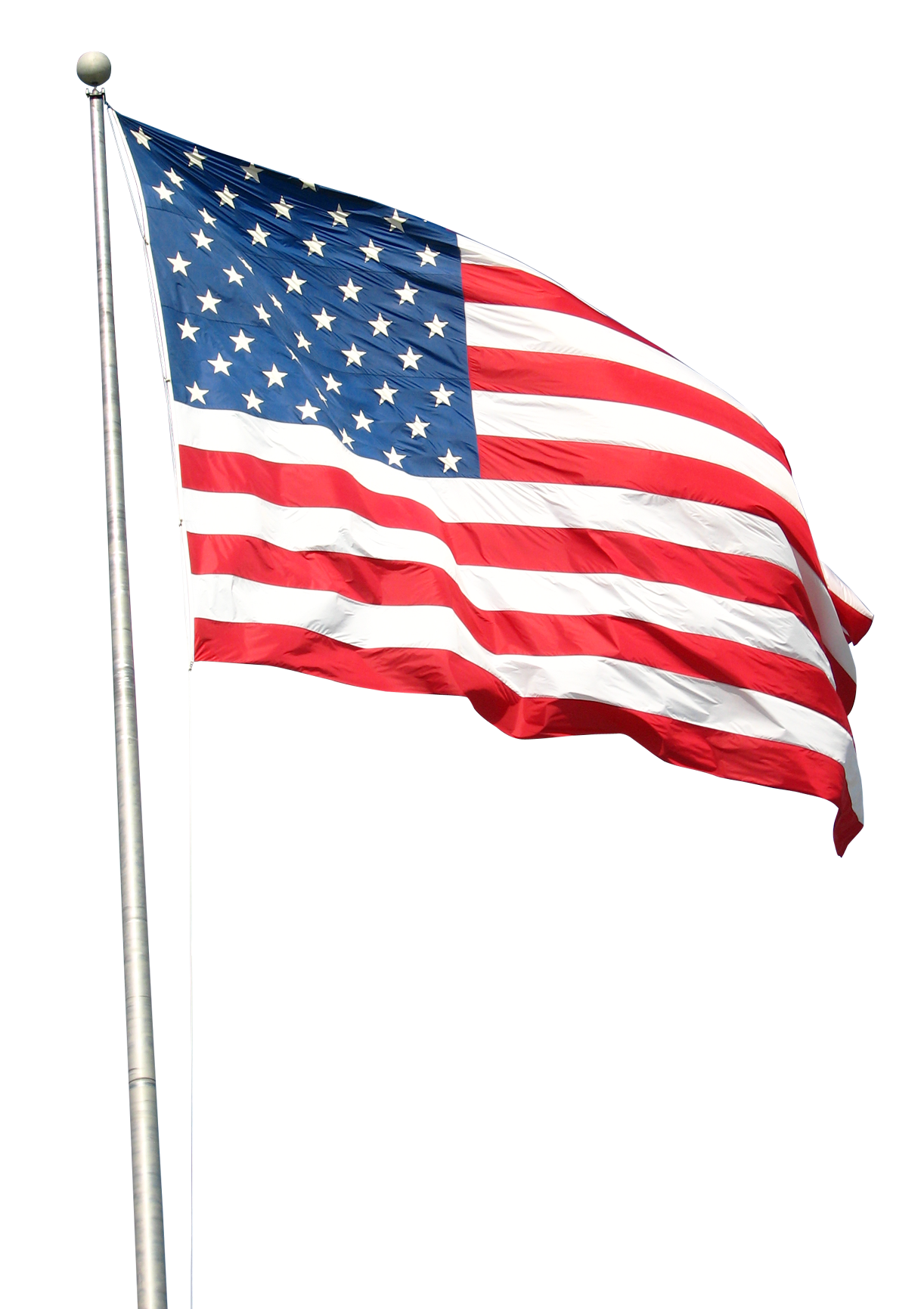 American Flag Waving Against Clear Sky PNG