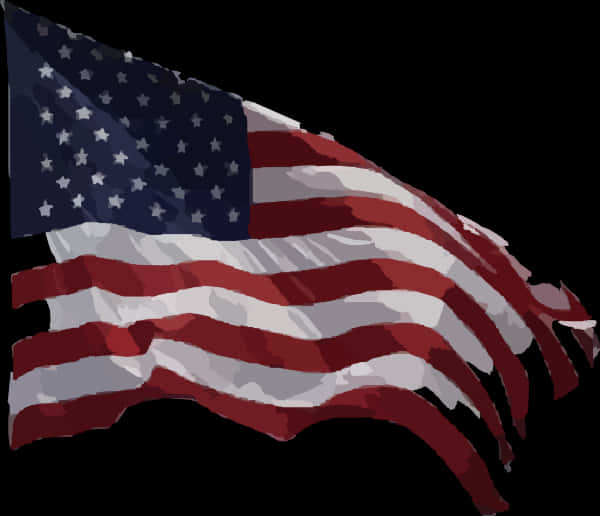 American Flag Waving Digital Art PNG