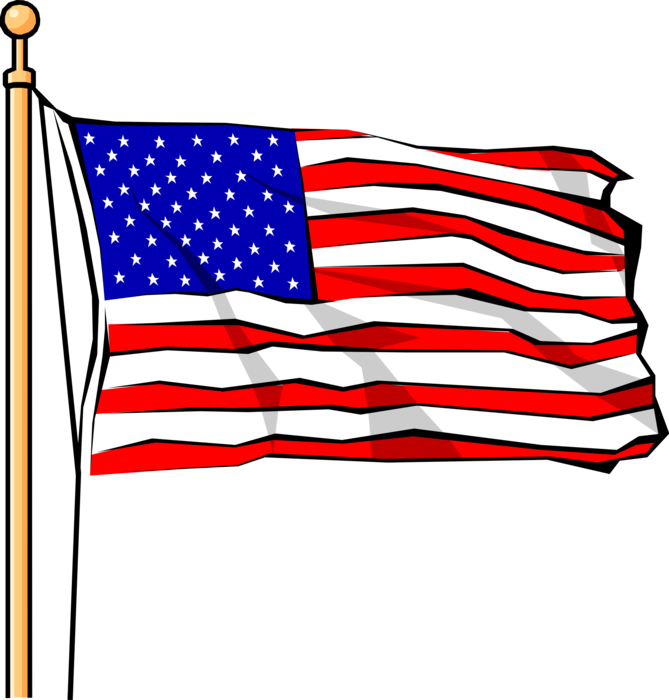 American Flag Waving Illustration PNG