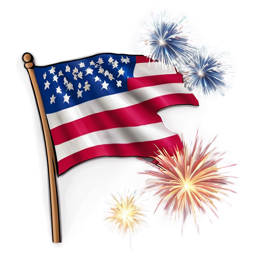 American Flag With Fireworks Background Png Hph PNG