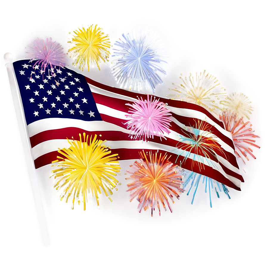 American Flag With Fireworks Background Png Xmo54 PNG