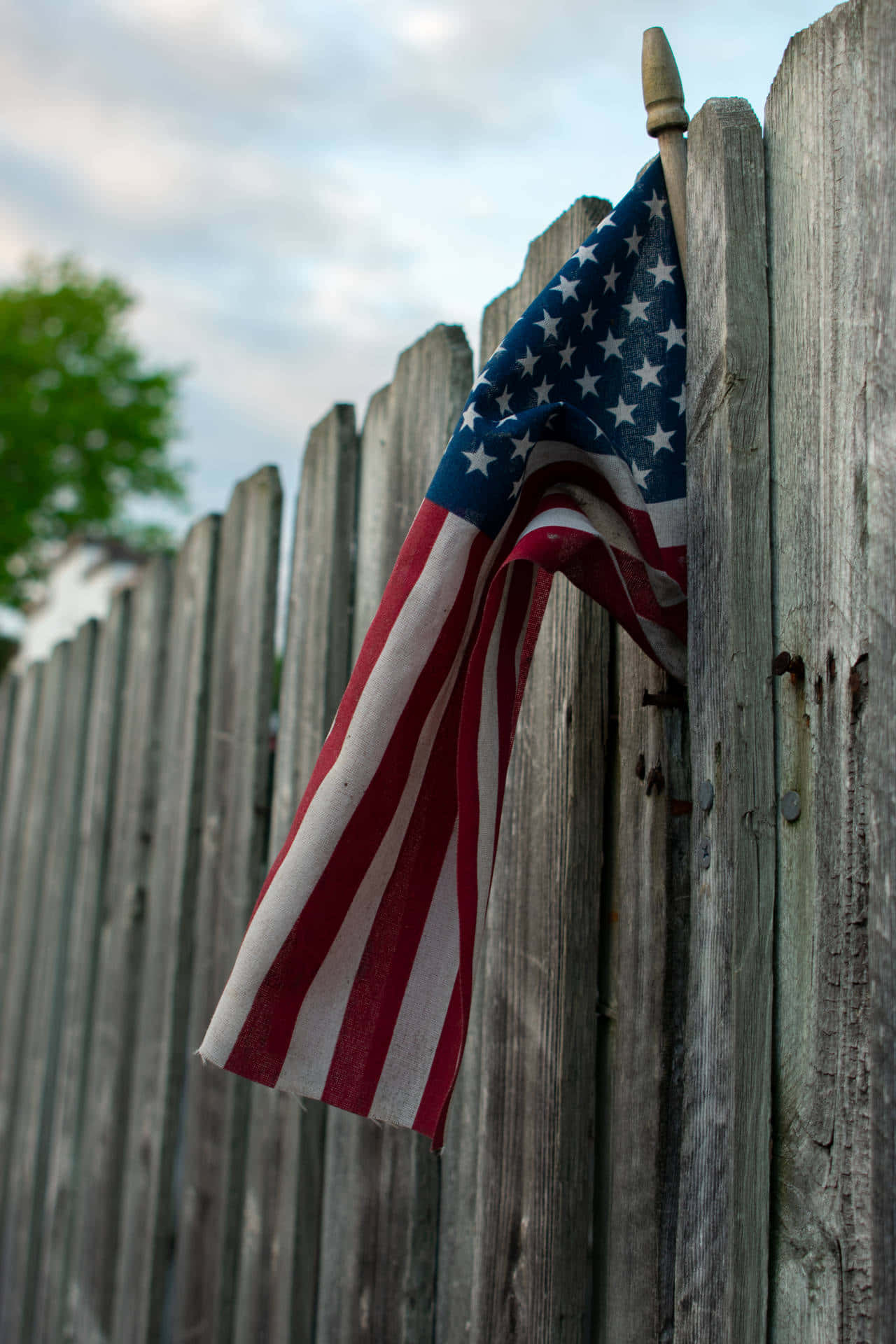 American Flag Wooden Fence Wallpaper