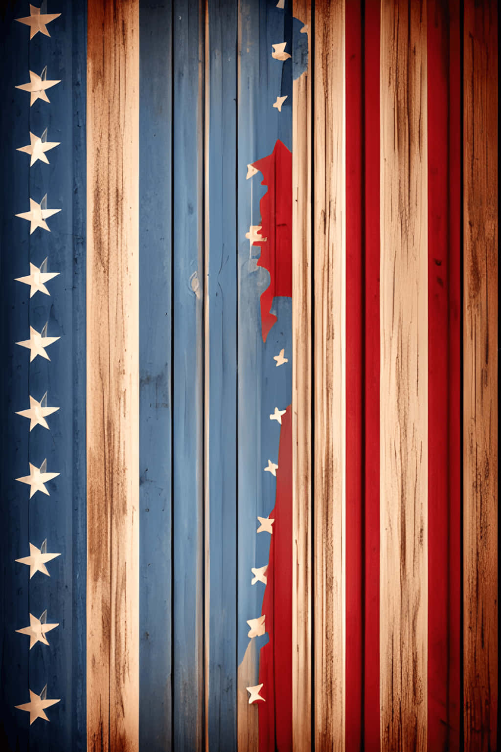 American Flag Wooden Texture Wallpaper