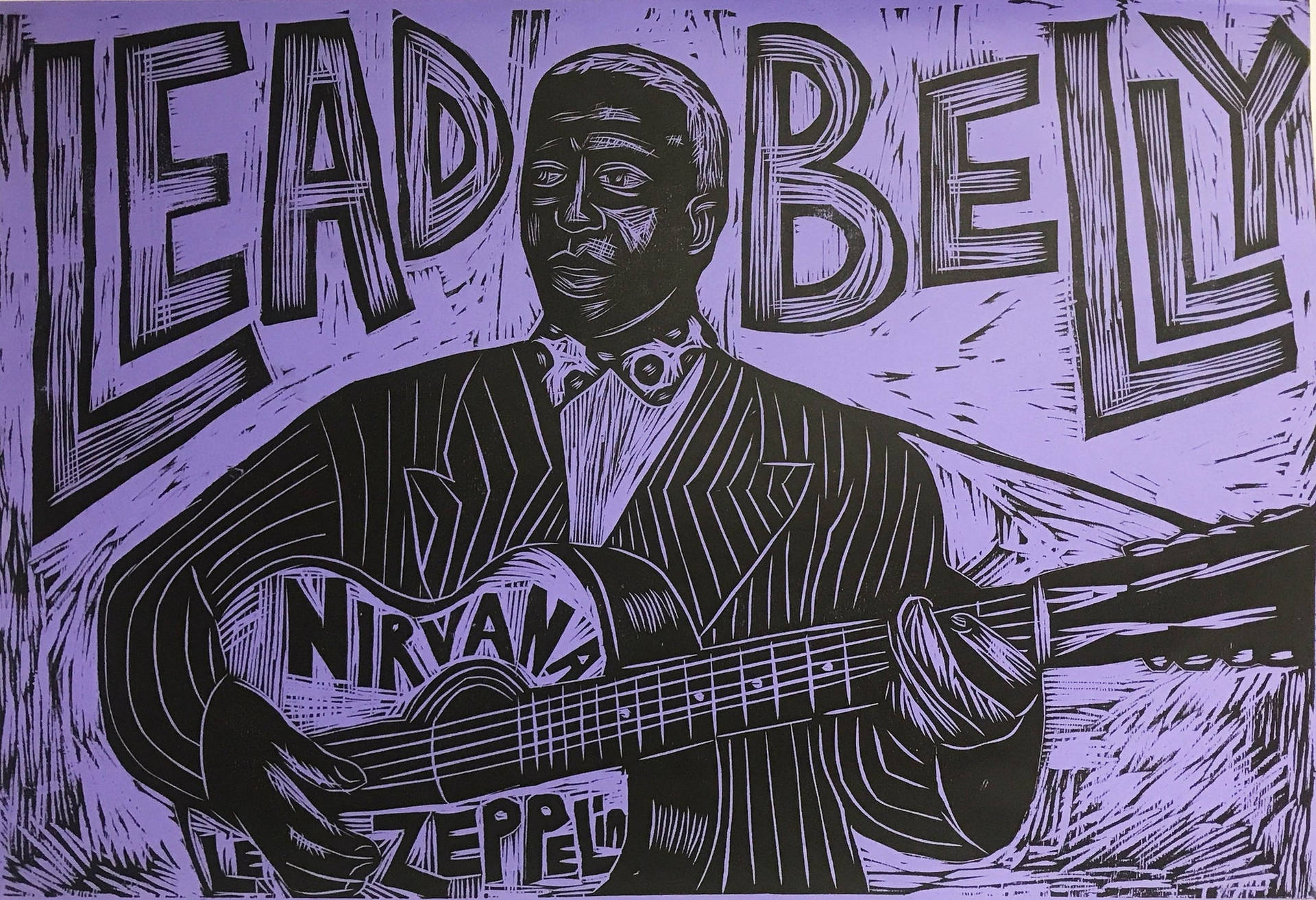 American Folk Singer Leadbelly Purple Digital Artwork Wallpaper