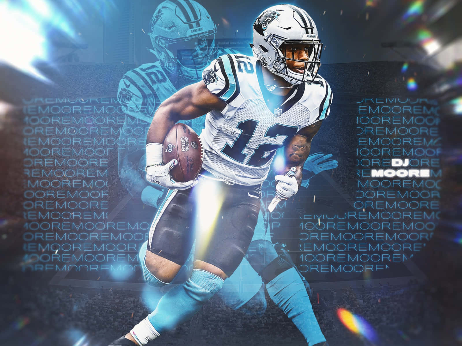 American Football Athlete DJ Moore 12 Deep Blue Background Wallpaper