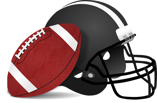 American Football Helmetand Ball Illustration PNG