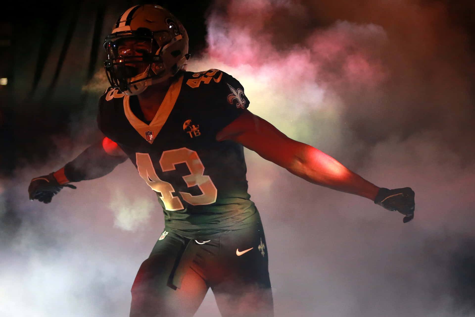 American Football Player Marcus Williams With Smoke Wallpaper