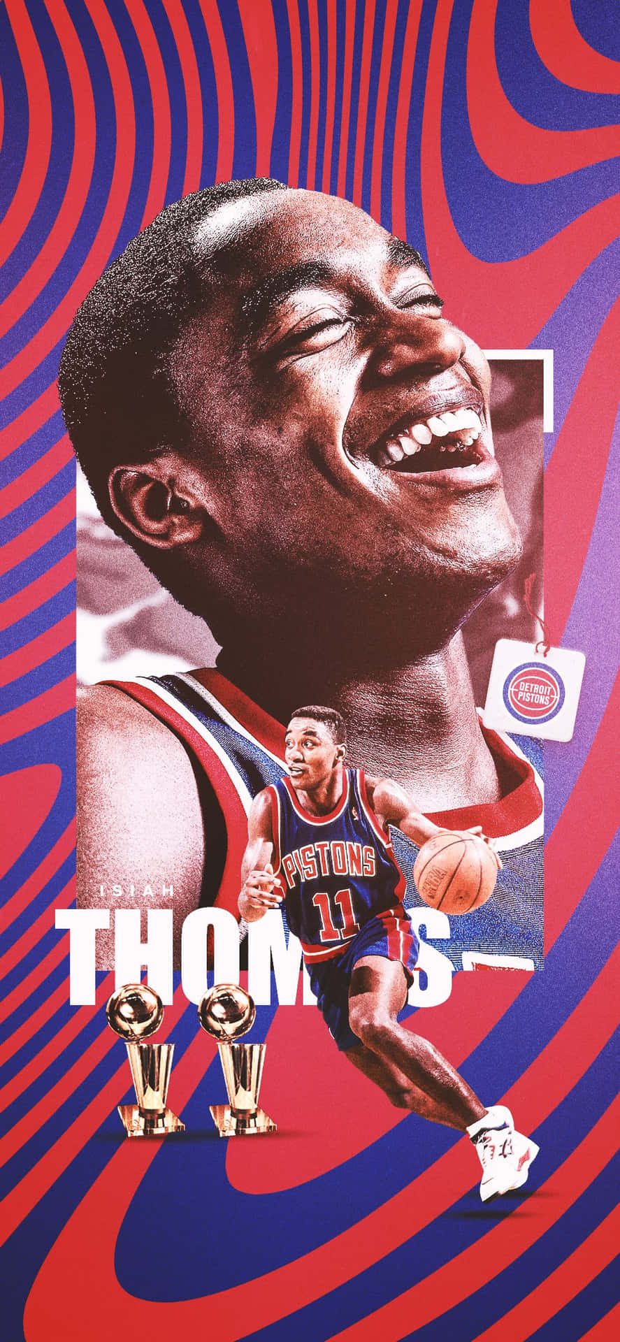Posterkunst Des Ehemaligen Amerikanischen Professionellen Basketballspielers Isiah Thomas Wallpaper