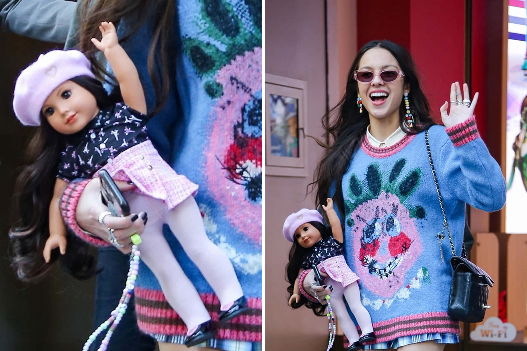 A Woman Wearing A Sweater And A Doll
