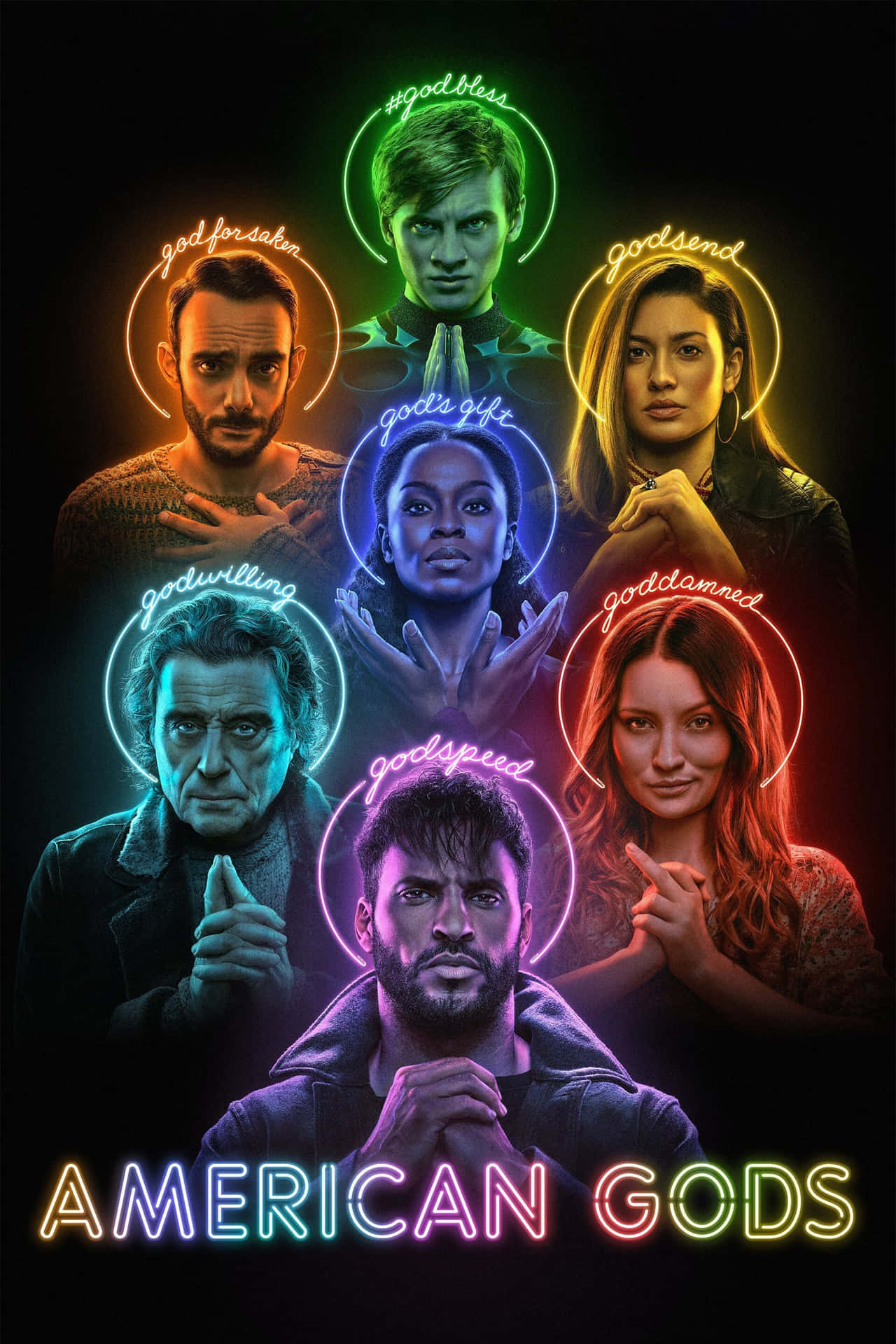 American Gods Poster With The Characters