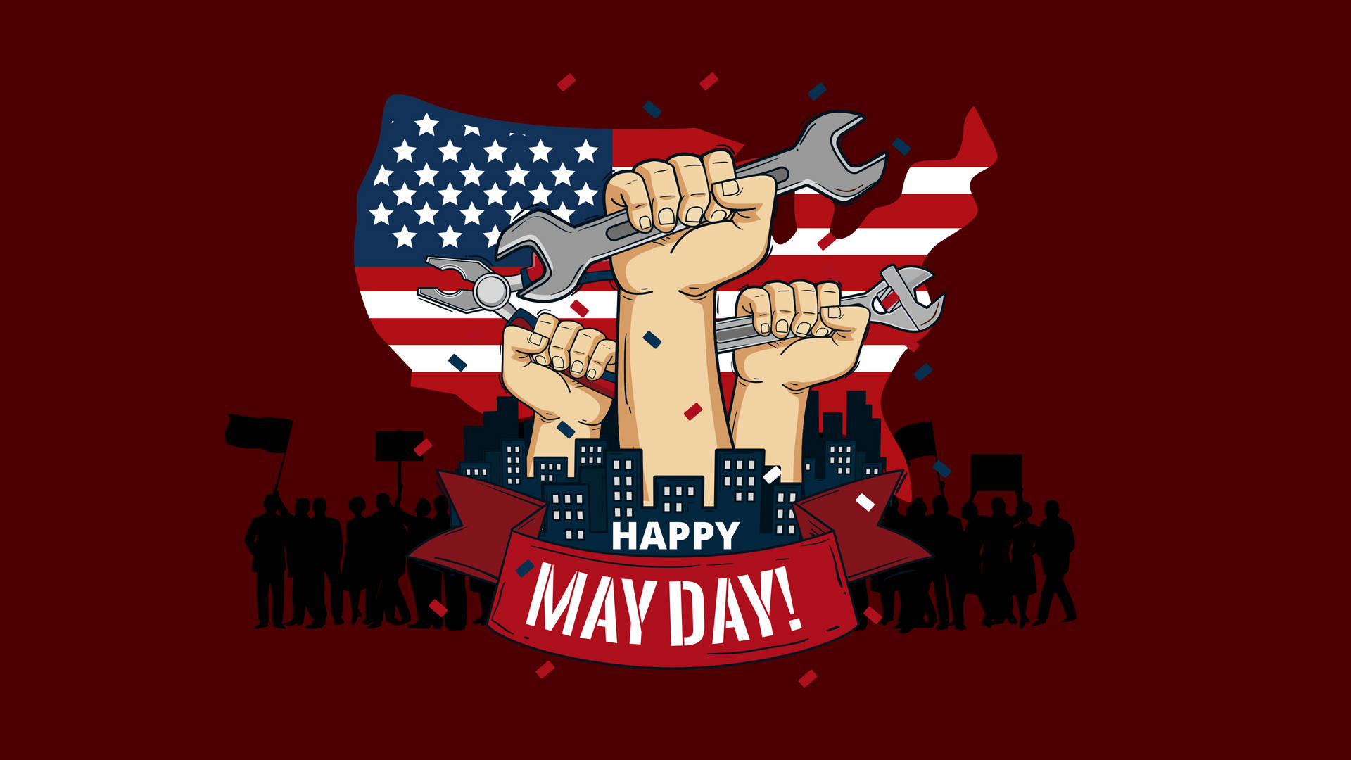 Amerikansk glad Maj Dag Brygge Coaster Wallpaper