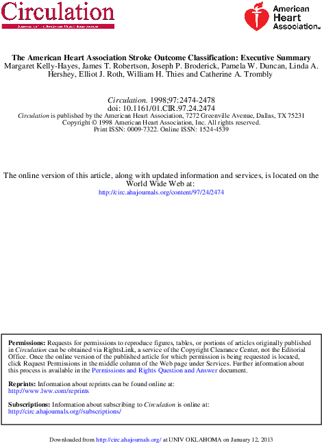 American Heart Association Stroke Outcome Classification PNG