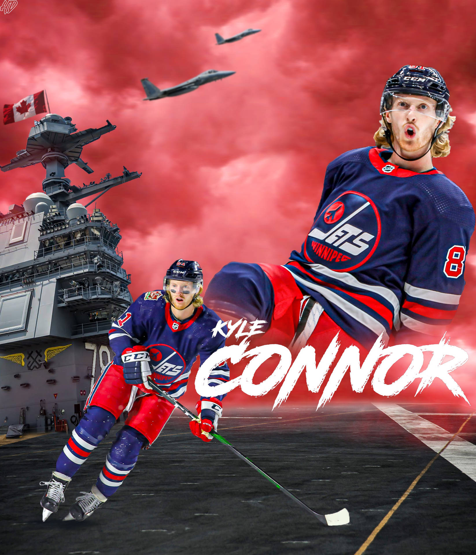 Amerikansk ishockey spiller Kyle Connor grafisk design Wallpaper