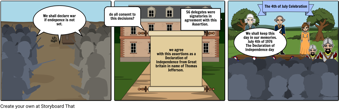 American Independence Declaration Comic Strip PNG