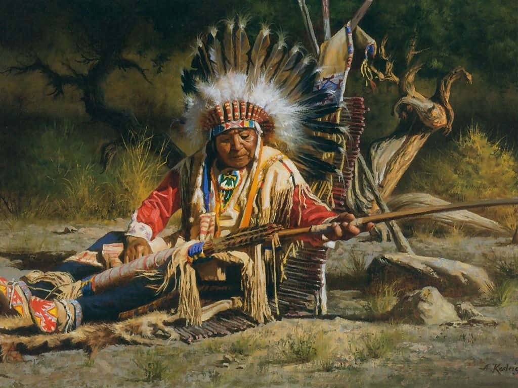 Unvaquero Exhibiendo La Cultura Nativa Americana.