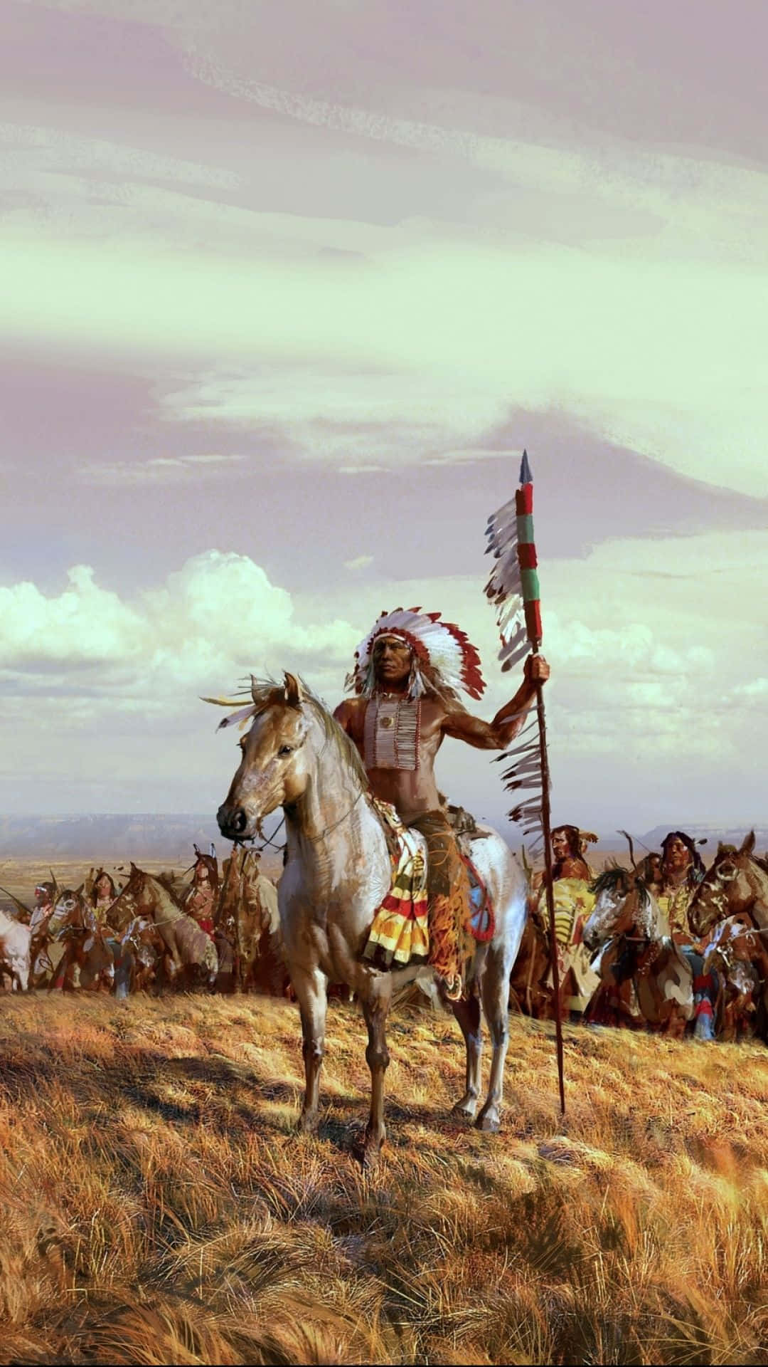 An American Indian Chieftain Prepares for Battle